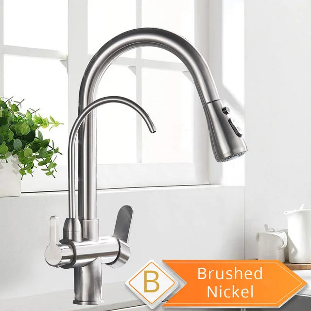 Purification Water Kitchen Faucet Black Rotates 360°