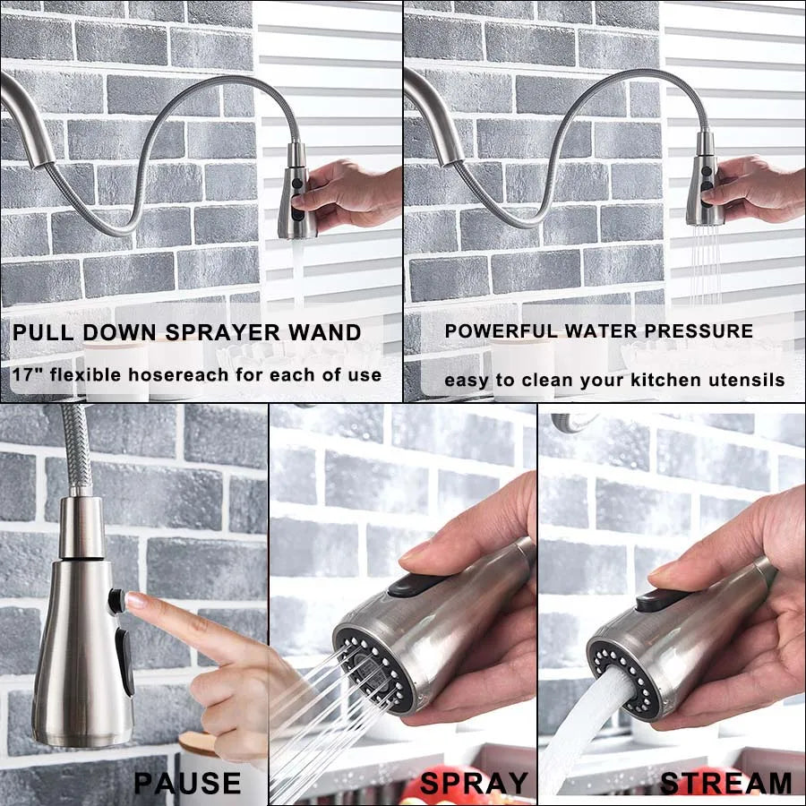 Purification Water Kitchen Faucet Black Rotates 360°