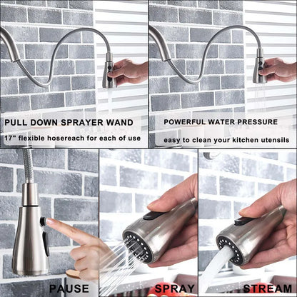 Purification Water Kitchen Faucet Black Rotates 360°