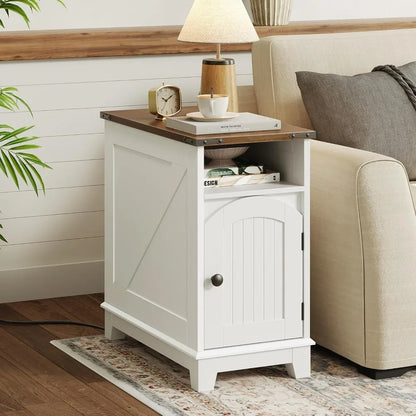 Farmhouse Nightstand with Charging Station