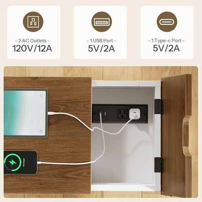 Farmhouse Nightstand with Charging Station