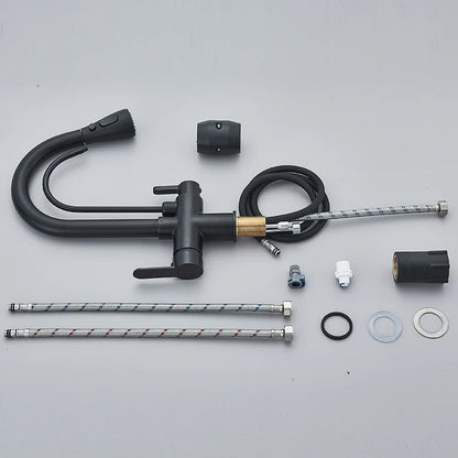 Purification Water Kitchen Faucet Black Rotates 360°