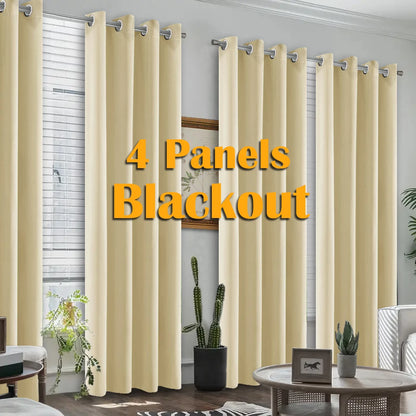 4PCS Blackout Grommet Curtains