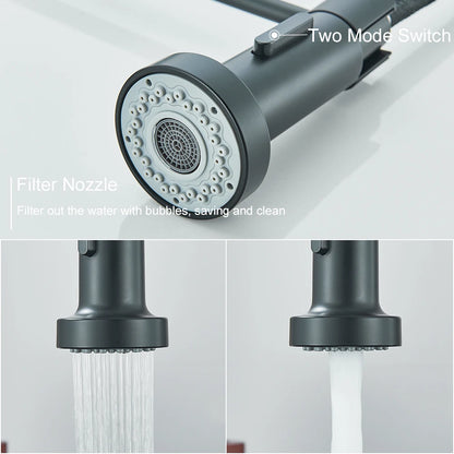 Matte Black Kitchen Sink Faucet Spring Handle