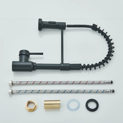 Matte Black Kitchen Sink Faucet Spring Handle