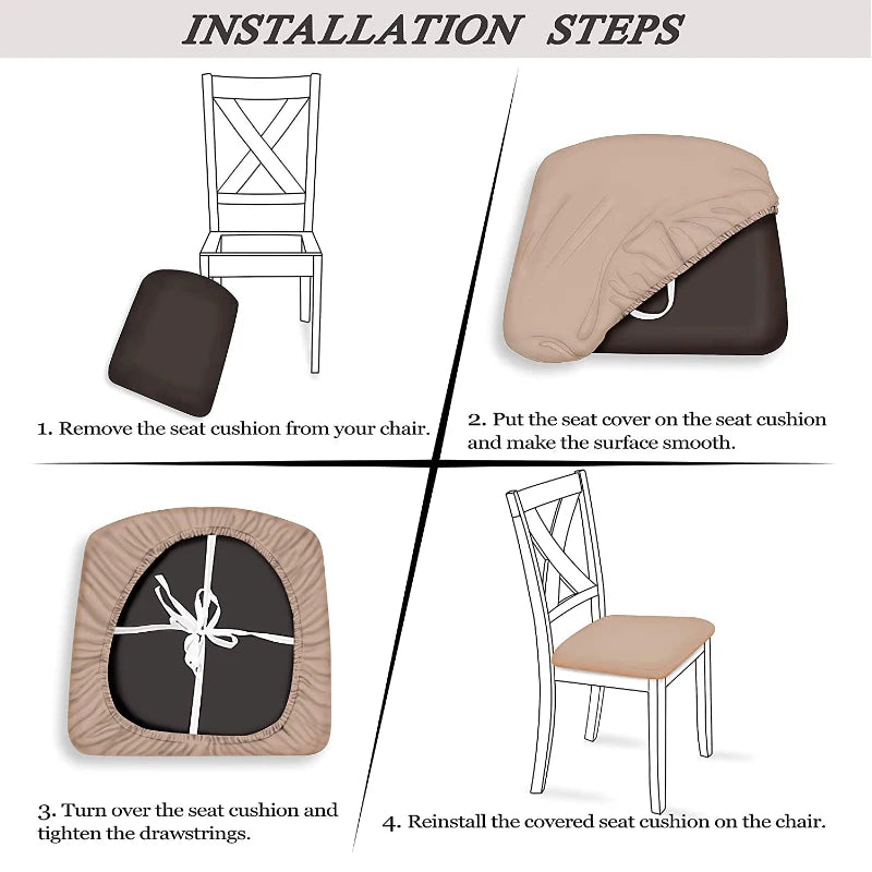 Removable Jacquard Dining Room Chair Seat Covers