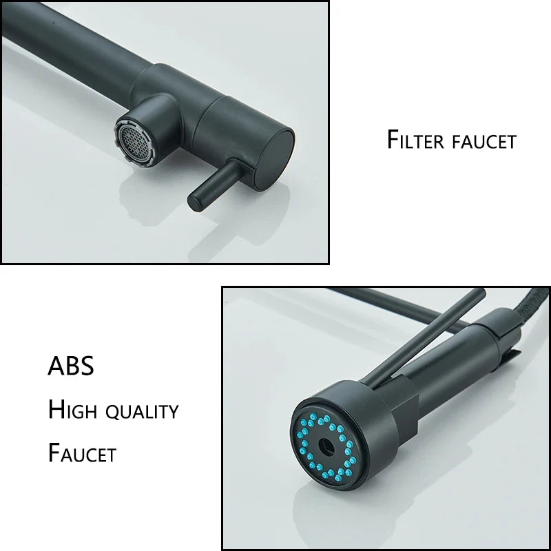 Black Kitchen Sink Faucet Flexible Pull Down