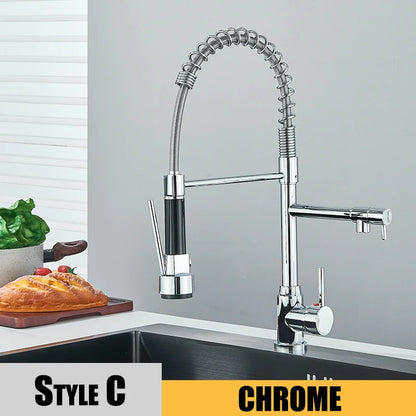 Black Kitchen Sink Faucet Flexible Pull Down