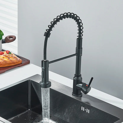 Matte Black Kitchen Sink Faucet Spring Handle