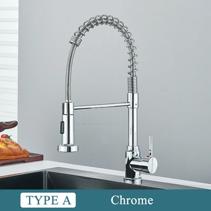 Matte Black Kitchen Sink Faucet Spring Handle