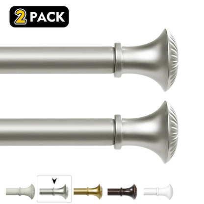 2-Pack 5/8" Diameter Single Telescopic Curtain Rod Set 28"- 120"