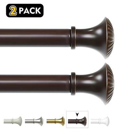 2-Pack 5/8" Diameter Single Telescopic Curtain Rod Set 28"- 120"