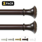 2-Pack 5/8" Diameter Single Telescopic Curtain Rod Set 28"- 120"