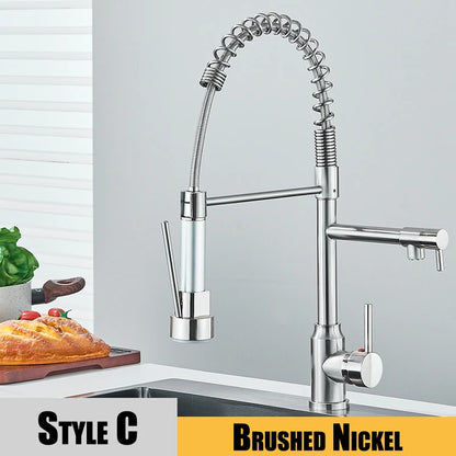 Black Kitchen Sink Faucet Flexible Pull Down
