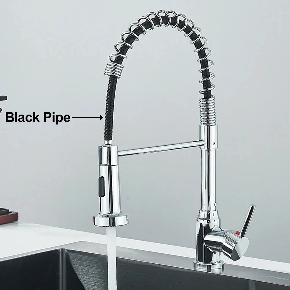 Matte Black Kitchen Sink Faucet Spring Handle