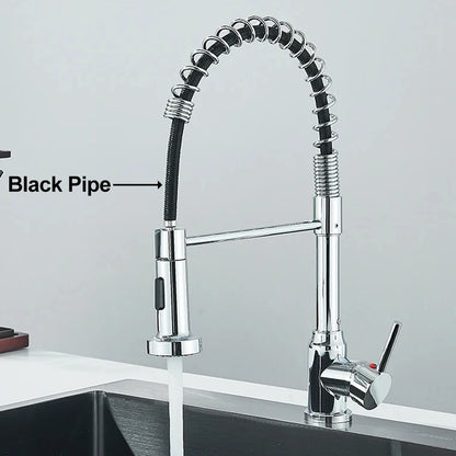 Matte Black Kitchen Sink Faucet Spring Handle