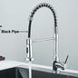 Matte Black Kitchen Sink Faucet Spring Handle