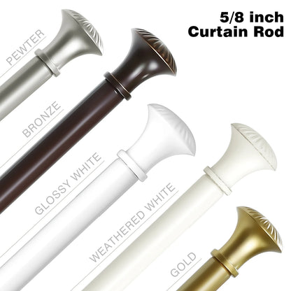 2-Pack 5/8" Diameter Single Telescopic Curtain Rod Set 28"- 120"