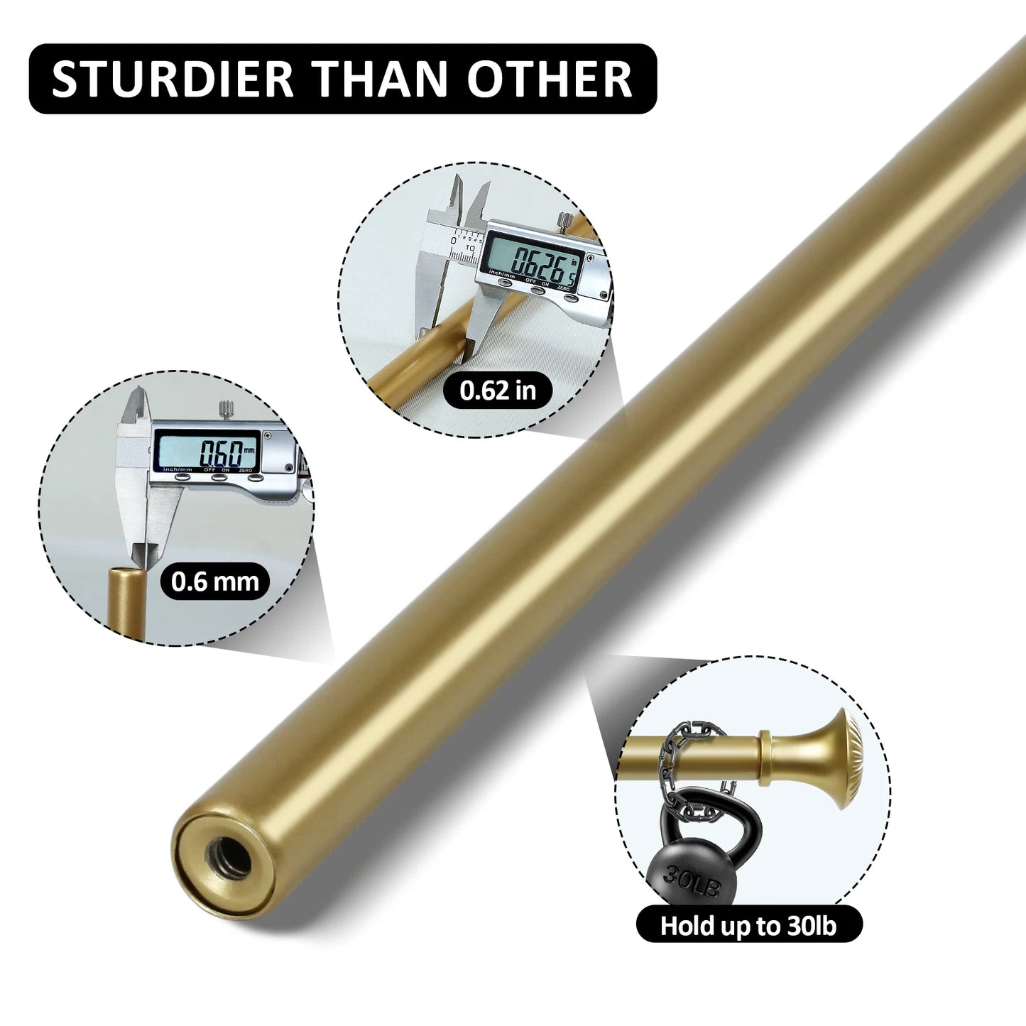 2-Pack 5/8" Diameter Single Telescopic Curtain Rod Set 28"- 120"