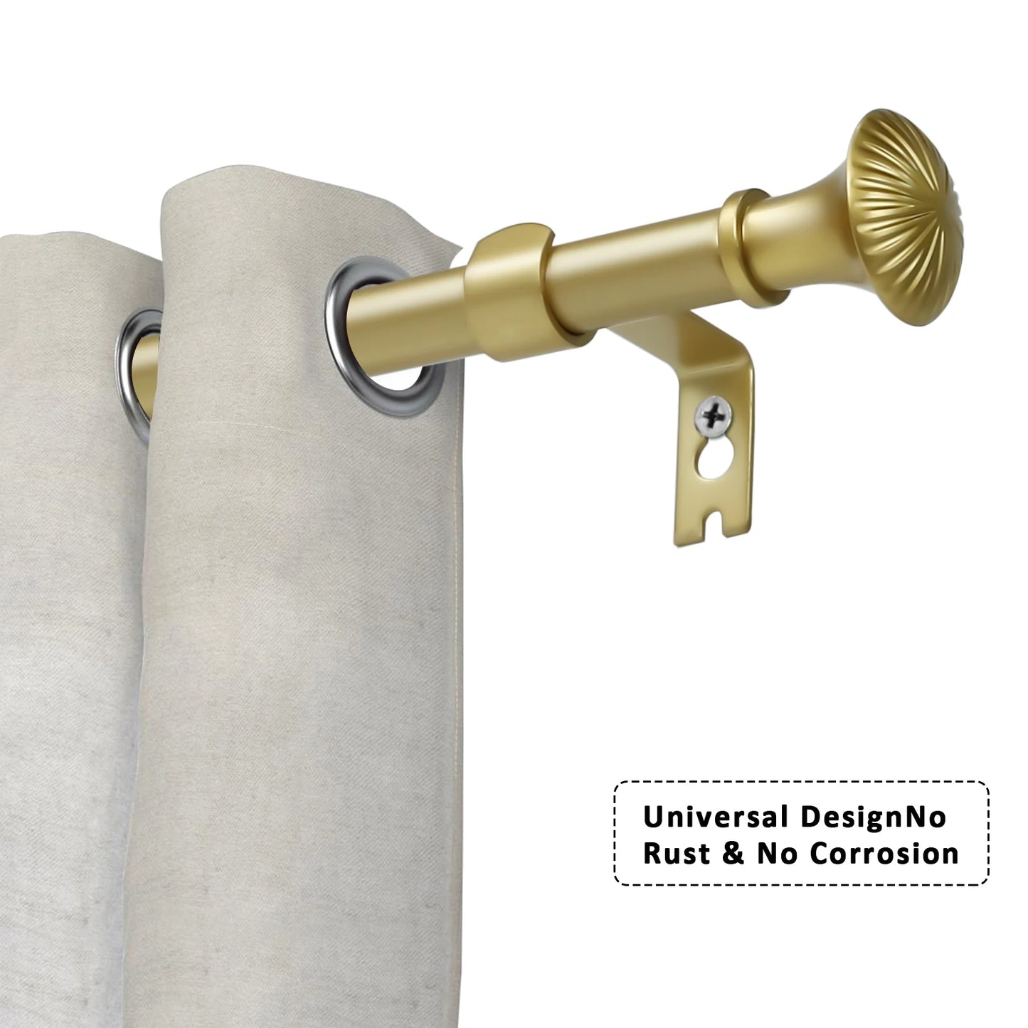 2-Pack 5/8" Diameter Single Telescopic Curtain Rod Set 28"- 120"