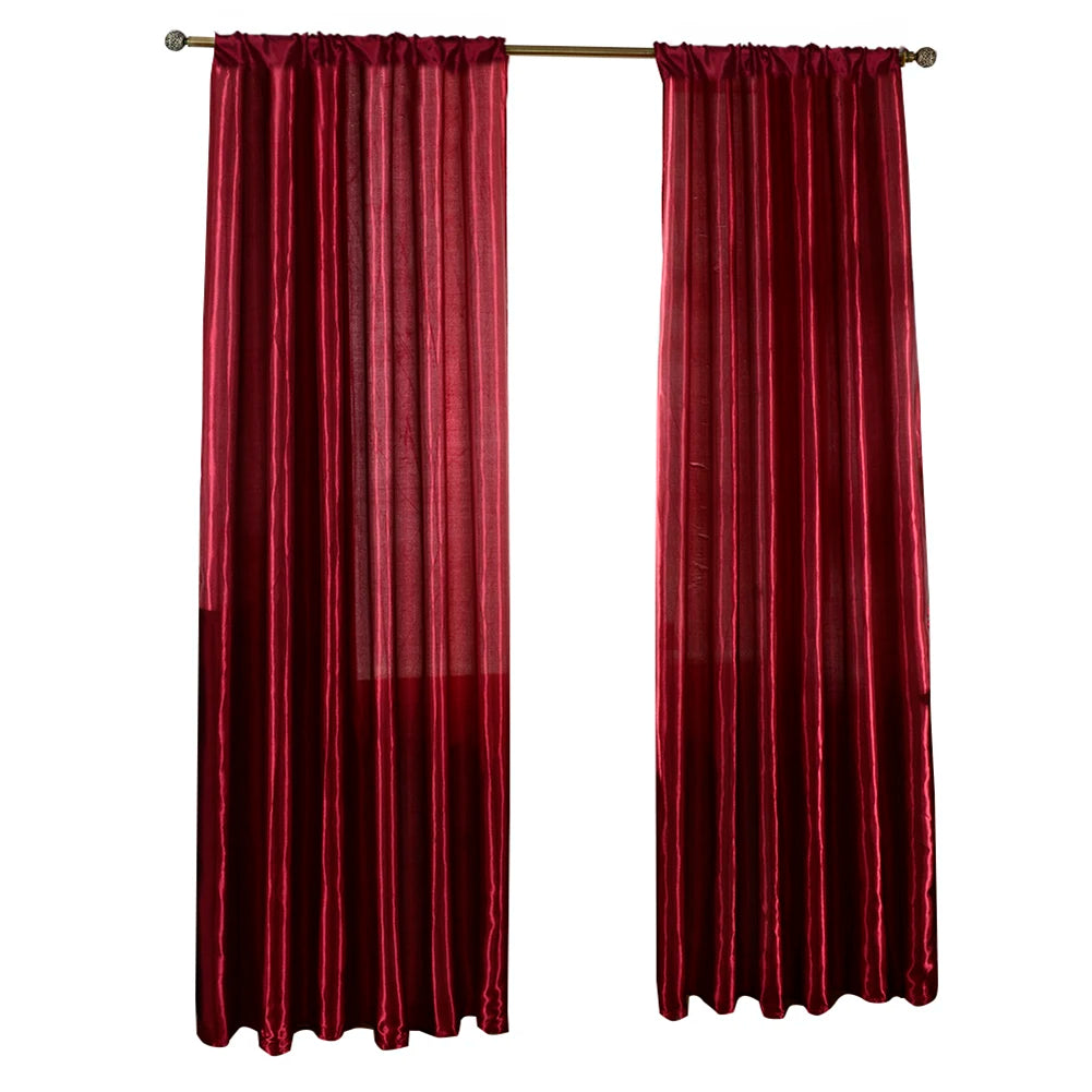 Solid Satin Door Window Curtain Semi-shading