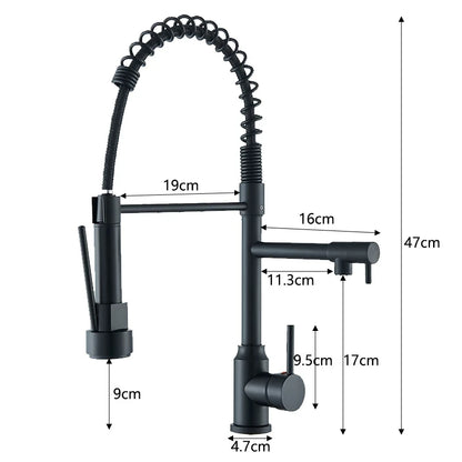Black Kitchen Sink Faucet Flexible Pull Down