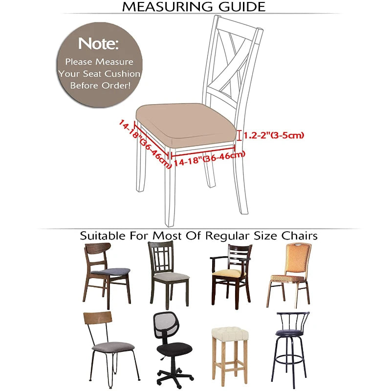 Removable Jacquard Dining Room Chair Seat Covers