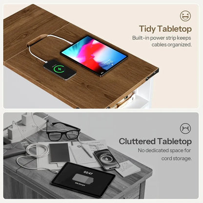 Farmhouse Nightstand with Charging Station