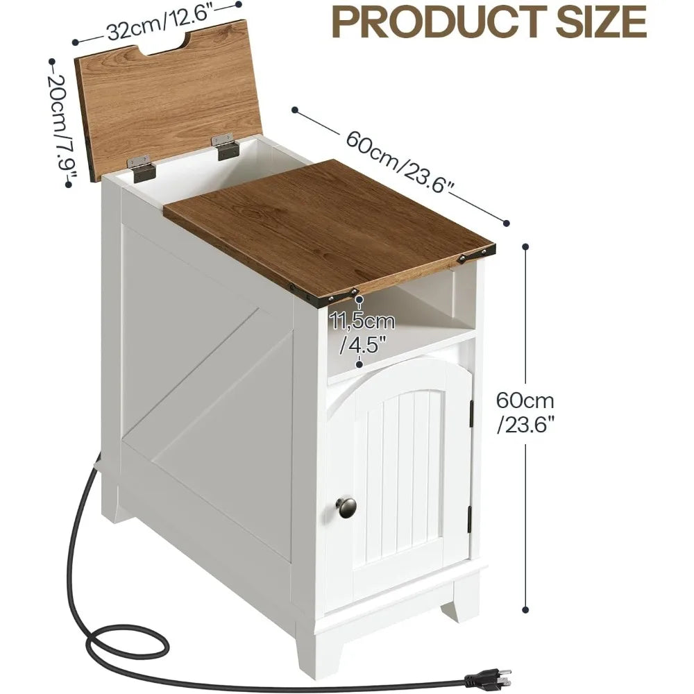 Farmhouse Nightstand with Charging Station