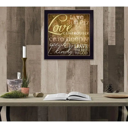 Live Simply Framed Wall Art Poster Decor