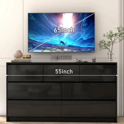 White/Black Dresser with High Gloss Drawers