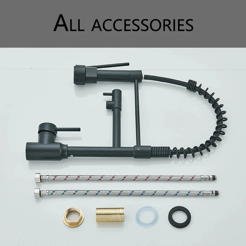 Black Kitchen Sink Faucet Flexible Pull Down