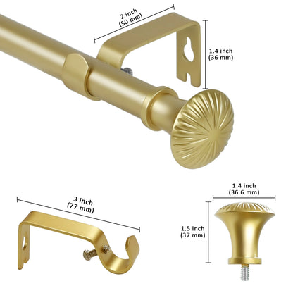 2-Pack 5/8" Diameter Single Telescopic Curtain Rod Set 28"- 120"