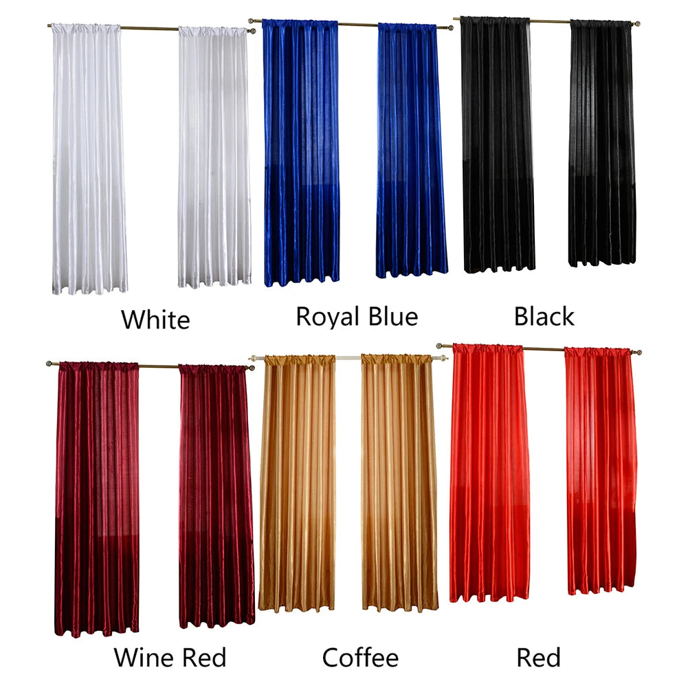 Solid Satin Door Window Curtain Semi-shading