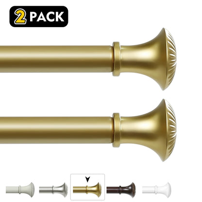 2-Pack 5/8" Diameter Single Telescopic Curtain Rod Set 28"- 120"