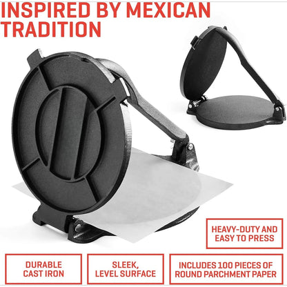 Cast Iron Tortilla Press 8 Inch Comal Pan