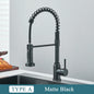Matte Black Kitchen Sink Faucet Spring Handle