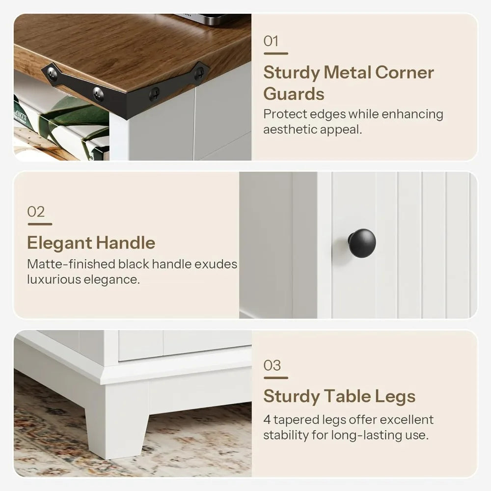 Farmhouse Nightstand with Charging Station