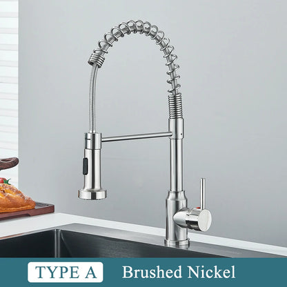 Matte Black Kitchen Sink Faucet Spring Handle