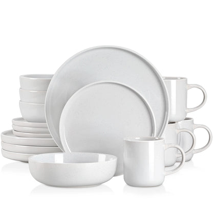 16/32 Piece White Stoneware Set Sesame Dinnerware Set