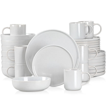 16/32 Piece White Stoneware Set Sesame Dinnerware Set